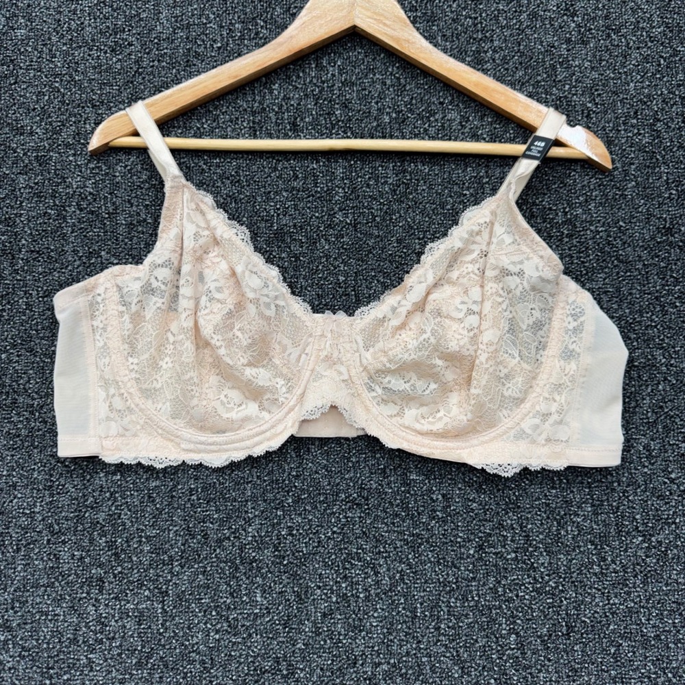 Torrid Unlined Full Coverage Super Soft Lace straight back Bra sz 46B Beige NEW